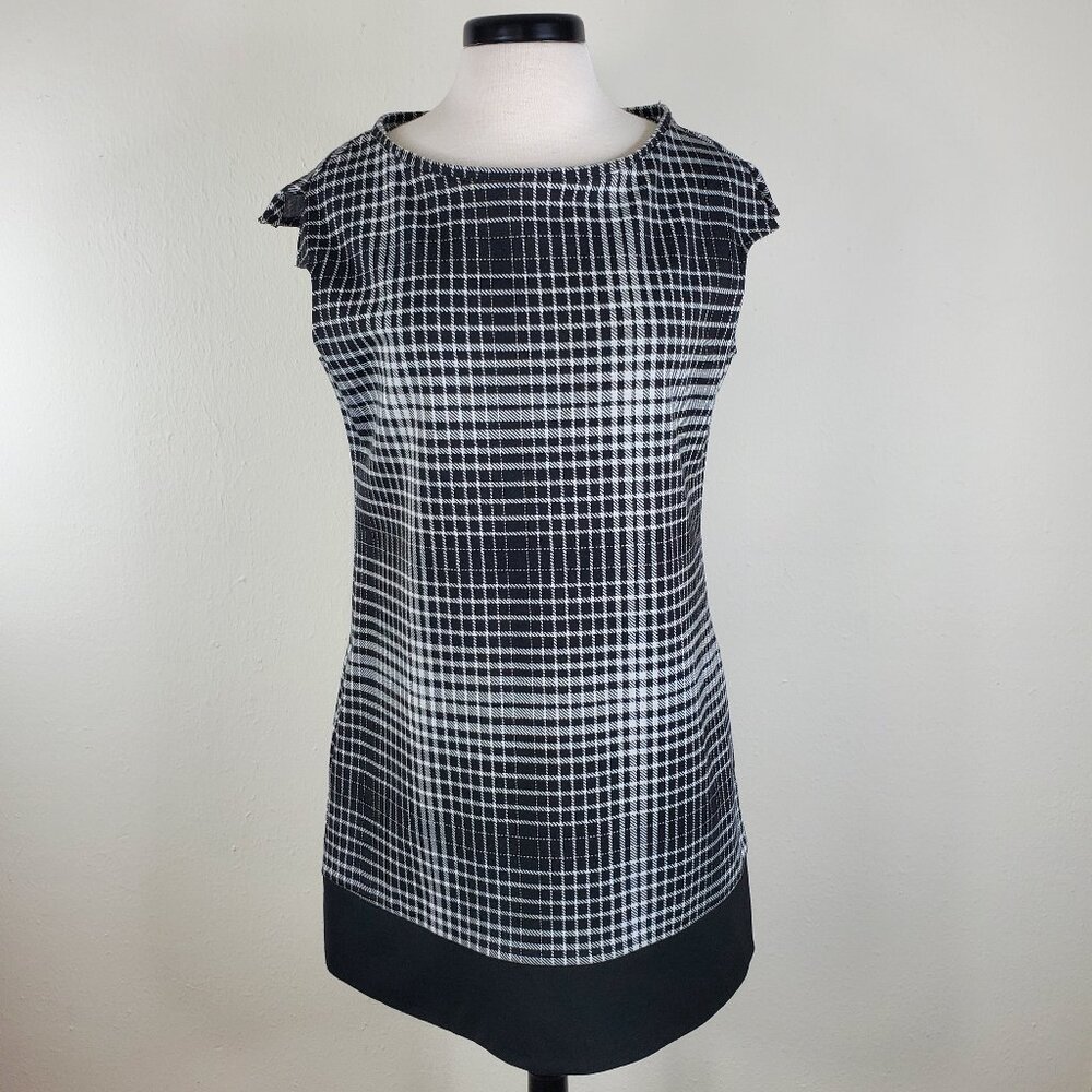 Express Sweater Dress Black & White Plaid Large Dress Pockets Pullover